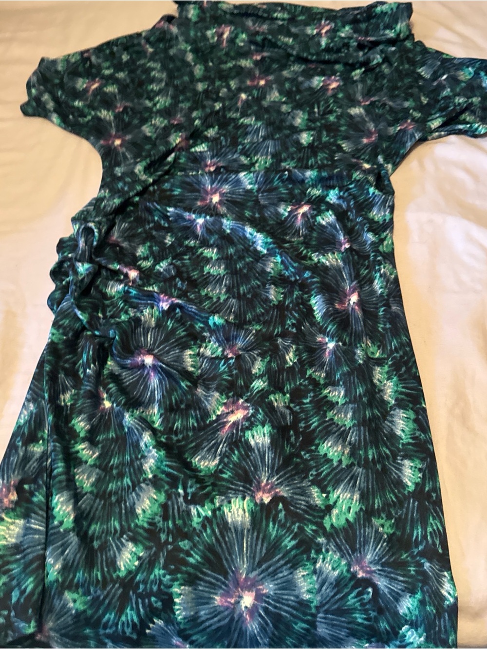 Catherine Malandrino Bodycon Blue and Green Abstract Floral Dress
